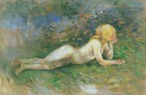 reclining nude shepherdess-berthe marie pauline morisot, , berthe morisot, , 