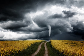 природа, стихия, торнадо, смерч, буря, небо, горизонт, ветер, ураган, бедствие, облака, непогода, дождь, ливень, чёрные