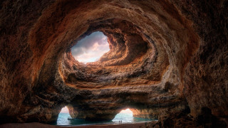 природа, другое, benagil, caves, португалия