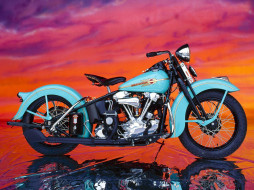 1938 Blue Harley-Davidson     1600x1200 1938, blue, harley, davidson, 