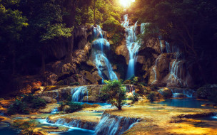 kuang si waterfalls, laos, , , kuang, si, waterfalls