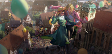      2500x1224 , howl`s moving castle, , 