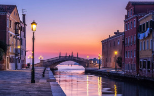 города, венеция , италия, канал, фонари, мост
