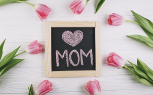праздничные, день матери, тюльпаны, цветы, дощечка