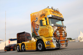 , scania , , , tiger, yellow, tuning, truck, scania, r