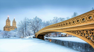  обои для рабочего стола 1920x1080 города, - мосты, нью, йорк, мост, снег, зима, центральный, парк