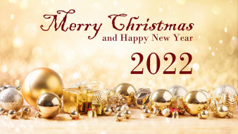 праздничные, шары, счастливого, рождества, нового, 2022, года, елочные, украшения