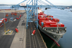 корабли, грузовые суда, порт, контейнеры, погрузка, терминал