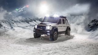 brabus 800 adventure xlp, автомобили, brabus, белый, горы, снег, дрон
