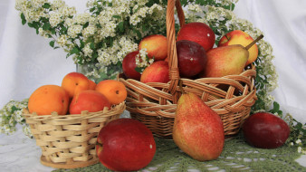 еда, фрукты,  ягоды, груши, яблоки, абрикосы