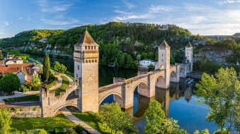 Pont Valentr,Cahors,France     2560x1439 pont valentr, cahors, france, , - , pont, valentr