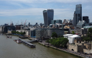 города, лондон , великобритания, река, набережная, панорама