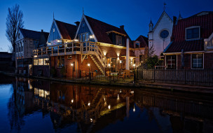 alkmaar, netherlands, города, - огни ночного города