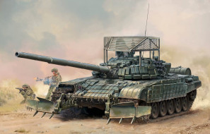      2500x1601 ,  , , , , , , , , , chen, -721, , , mbt, , , , , t-72b1, with, kmt-6, and, cage, armour