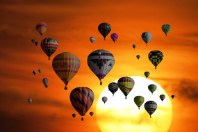       3543x2362  , ,   , hot, air, balloons, sunset, orange, sky, travel, vacation, holidays, adventure, view