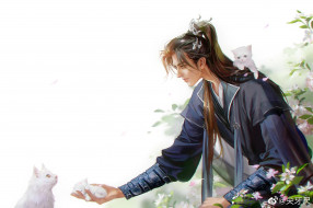      2560x1705 , the husky and his white cat shizun, , , 
