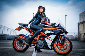 мотоциклы, мото с девушкой, ktm, motorcycle