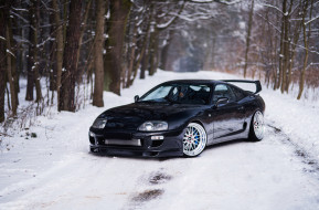 Toyota Supra     2048x1350 toyota supra, , toyota, supra, a80, black, snow, road, forest