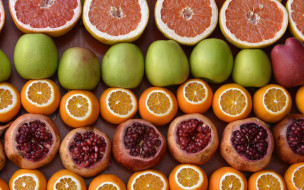 еда, фрукты,  ягоды, яблоки, гранаты, апельсины, грейпфруты