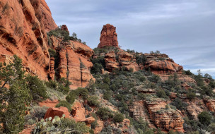 lookout tower from fay canyon arch, sedona, arizona, , , lookout, tower, from, fay, canyon, arch