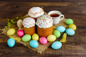      3000x2002 , , , colorful, happy, cake, , wood, easter, eggs, decoration