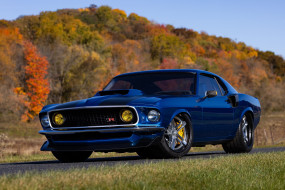 , mustang, ford, 1969, blue, road, sema, forest, ringbrothers, 2022