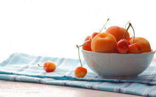 еда, фрукты,  ягоды, черешня, абрикосы