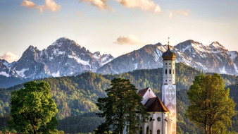 St. Coloman Church,Schwangau,Bavarian Alps     1920x1080 st,  coloman church, schwangau, bavarian alps, , -  ,  ,  , coloman, church, bavarian, alps