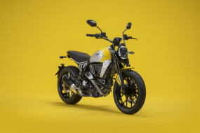 ducati scrambler icon 2023, мотоциклы, ducati, scrambler, icon, дукати, желтый, фон