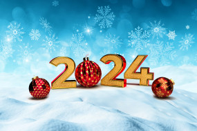 праздничные, - разное , новый год, снежинки, год, цифры, шары