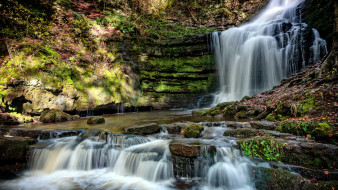 waterfall in durham county, england, , , waterfall, in, durham, county