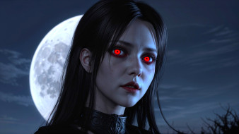 vampire girl art 02 , by biovolkvk, 3 ,    , portraits and faes, vampire, girl, horror, hd, dark, art, undead, fantasy