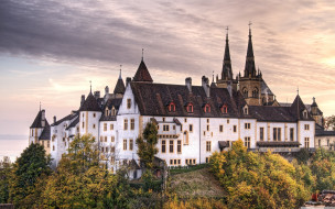 neuchatel castle, switzerland, ,  , neuchatel, castle