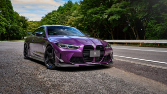 , bmw, purple, road, m4, 3d, design