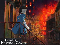 аниме, howl`s, moving, castle
