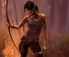 Tomb Raider 2013 обои для рабочего стола 3843x3149 tomb, raider, 2013, видео, игры, lara, croft, фан-арт, лук