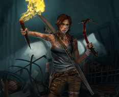 Tomb Raider 2013 обои для рабочего стола 3366x2748 tomb, raider, 2013, видео, игры, lara, croft, фан-арт, факел