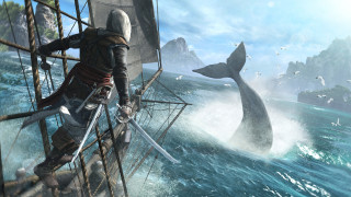 Assassin`s Creed IV: Black Flag обои для рабочего стола 1920x1080 assassin`s, creed, iv, black, flag, видео, игры, море, edward, kenway, кит