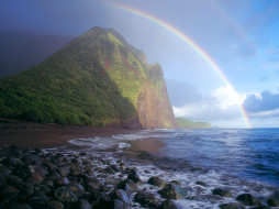 Misty Rainbow, Waialu Valley, Molokai, Hawaii     1600x1200 
