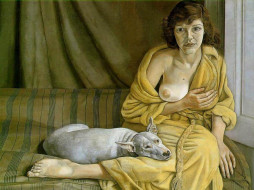 lucian, freud, girl, with, white, dog, , 