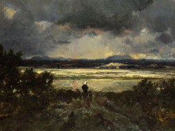 Theodore Rousseau -  Sunset in the Auvergne     1600x1200 , 