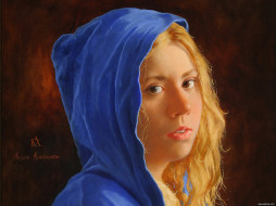Arsen Kurbanov - Girl in Blue (Detail)     1600x1200 arsen, kurbanov, girl, in, blue, detail, , , 