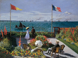 Monet, Claude - Terrace at Sainte Adresse     1600x1200 monet, claude, terrace, at, sainte, adresse, 