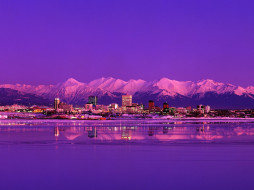 Anchorage Skyline Evening, Alaska     1600x1200 anchorage, skyline, evening, alaska, 