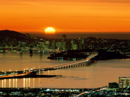 The Setting Sun over San Francisco, California     1600x1200 the, setting, sun, over, san, francisco, california, , , , 