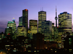 Night Falls Over Toronto, Ontario     1600x1200 night, falls, over, toronto, ontario, , , 