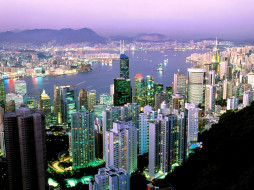 Citylights Shining at Dawn, Hong Kong, China     1600x1200 citylights, shining, at, dawn, hong, kong, china, , , 