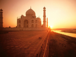the, taj, mahal, at, sunset, india, 