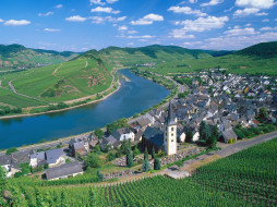 City of Bremm and Moselle River, Germany     1600x1200 city, of, bremm, and, moselle, river, germany, , 