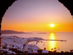 The Cyclades Islands at Sundown, Greece     1600x1200 the, cyclades, islands, at, sundown, greece, , 